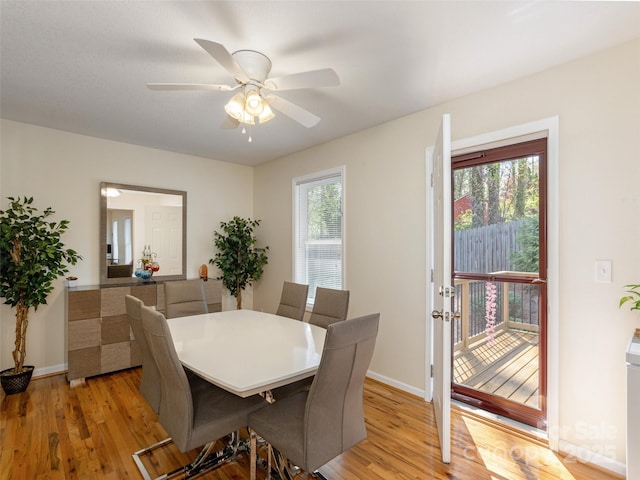 210 Allen Paul Dr, Hendersonville, NC 28791 - dining room with baseboards, a ceiling fan, and light wood-style flooring