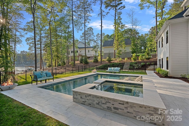 127 Holt Ln, Mooresville, NC 28117 - view of pool with a fenced in pool, an in ground hot tub, a patio area, and a fenced backyard