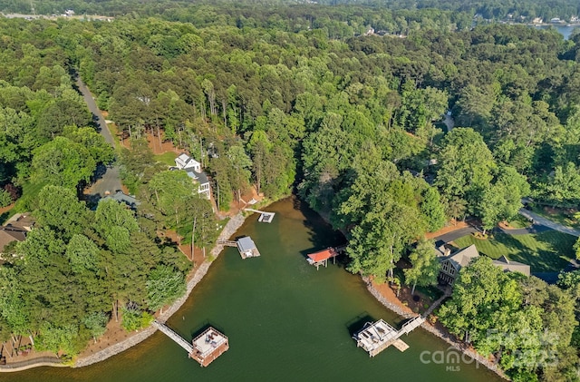 127 Holt Ln, Mooresville, NC 28117 - birds eye view of property featuring a water view and a wooded view