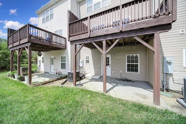 9862 Walkers Glen Dr NW, Concord, NC 28027 - back of property featuring a patio area, a yard, central AC, and a wooden deck
