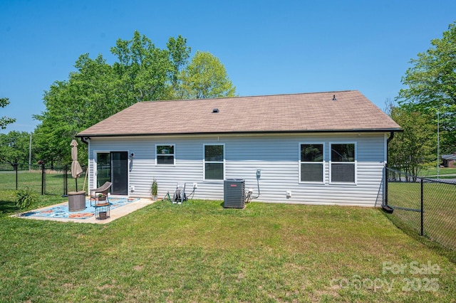 3121 Suffolk Dr, Shelby, NC 28152 - rear view of house featuring a patio area, a shingled roof, and central AC