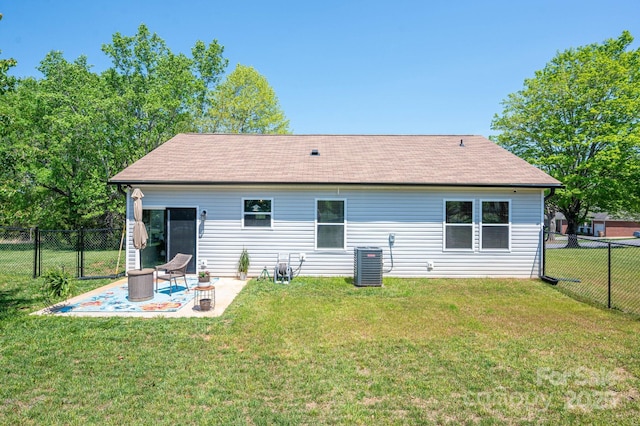 3121 Suffolk Dr, Shelby, NC 28152 - rear view of house with a patio, central AC, and a shingled roof