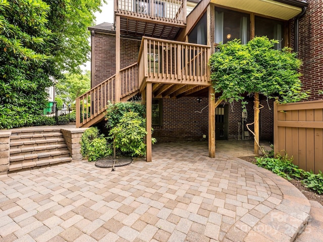 1596 Clayton Dr, Charlotte, NC 28203 - view of patio / terrace with stairway, a deck, and fence