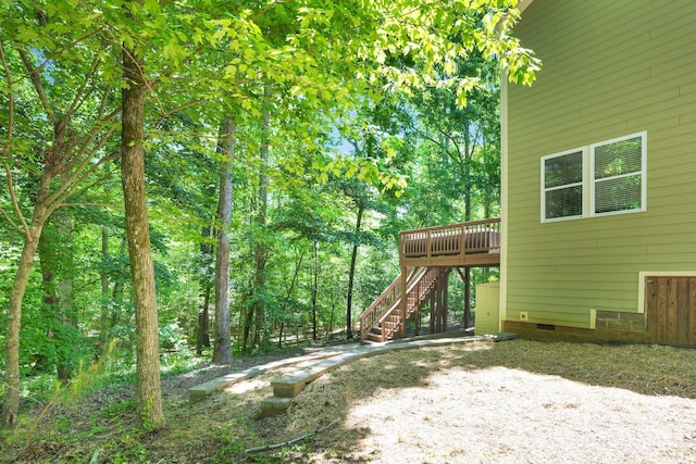2417 Labelle Dr, Waxhaw, NC 28173 - view of yard with stairway and a wooden deck