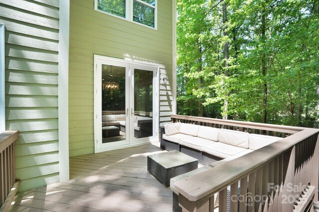 2417 Labelle Dr, Waxhaw, NC 28173 - deck featuring french doors and an outdoor hangout area