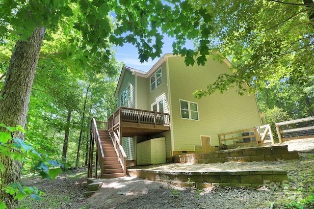 2417 Labelle Dr, Waxhaw, NC 28173 - rear view of property featuring stairs, a deck, a patio, and crawl space