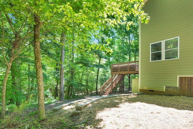 2417 Labelle Dr, Waxhaw, NC 28173 - view of yard with stairs and a wooden deck