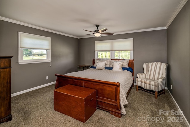 153 Coachman Loop, Statesville, NC 28625 - carpeted bedroom with multiple windows, ornamental molding, baseboards, and a ceiling fan