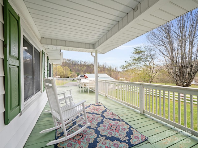 173 Odoms Chapel Rd, Bakersville, NC 28705 - wooden terrace featuring outdoor dining space