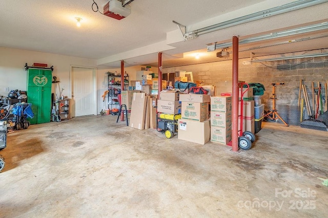 garage with a garage door opener