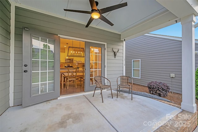 view of patio / terrace with ceiling fan