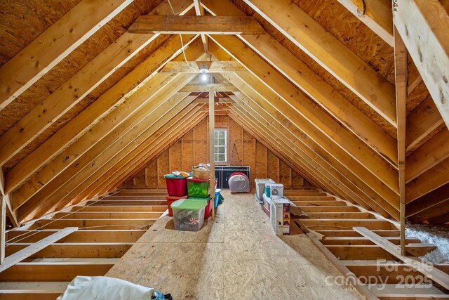 view of unfinished attic