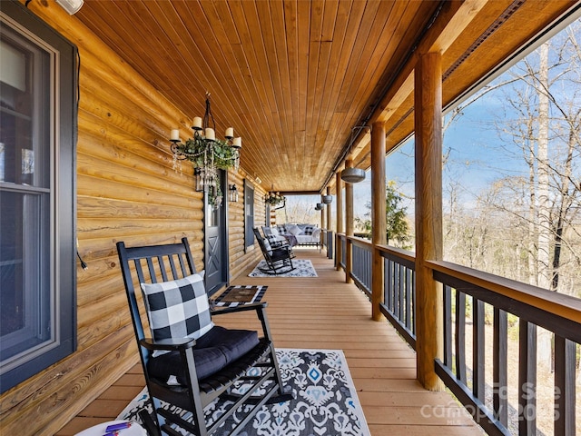 deck featuring covered porch