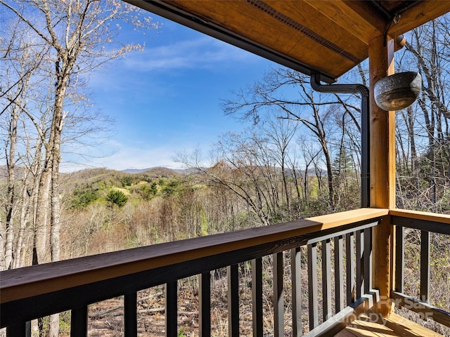 deck with a mountain view