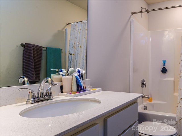 14727 Choate Cir Unit 2, Charlotte, NC 28273 - bathroom with toilet, vanity, and shower / bath combo with shower curtain