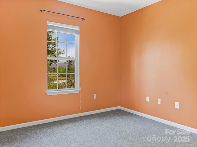 spare room featuring carpet floors, a wealth of natural light, and baseboards