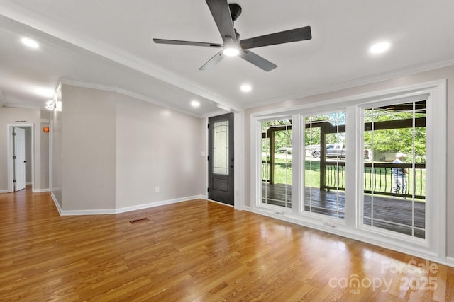 2942 Denwood Dr, Claremont, NC 28610 - empty room featuring ceiling fan, baseboards, and ornamental molding