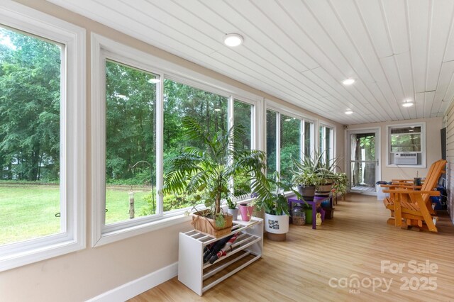 814 Columbia Dr, Chester, SC 29706 - sunroom / solarium featuring plenty of natural light, recessed lighting, wood finished floors, baseboards, and cooling unit