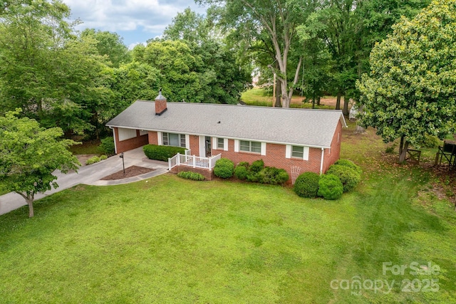 1307 Armstrong Rd, Belmont, NC 28012 - single story home featuring brick siding, concrete driveway, an attached carport, and a front yard
