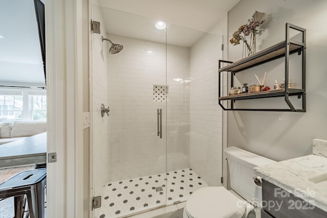 365 Delburg St, Davidson, NC 28036 - full bath featuring a stall shower, toilet, and vanity