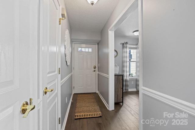 1201 Deermouse Way, Hendersonville, NC 28792 - doorway to outside featuring baseboards, wood finished floors, and a textured ceiling