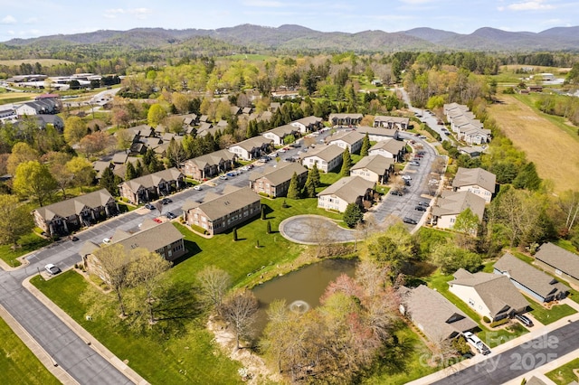 1201 Deermouse Way, Hendersonville, NC 28792 - bird's eye view with a water and mountain view and a residential view