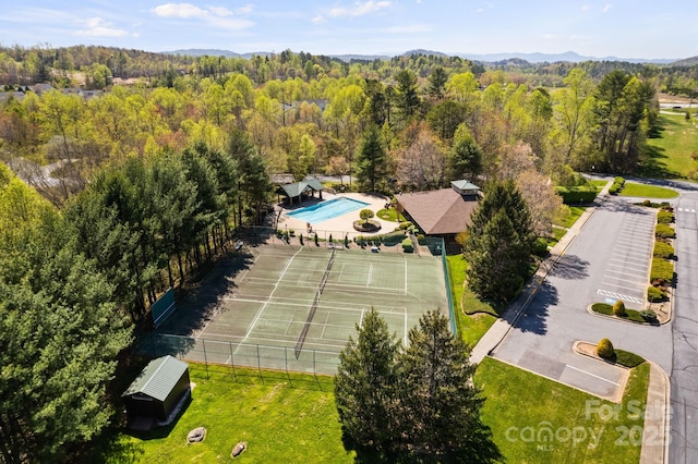 1201 Deermouse Way, Hendersonville, NC 28792 - bird's eye view featuring a forest view