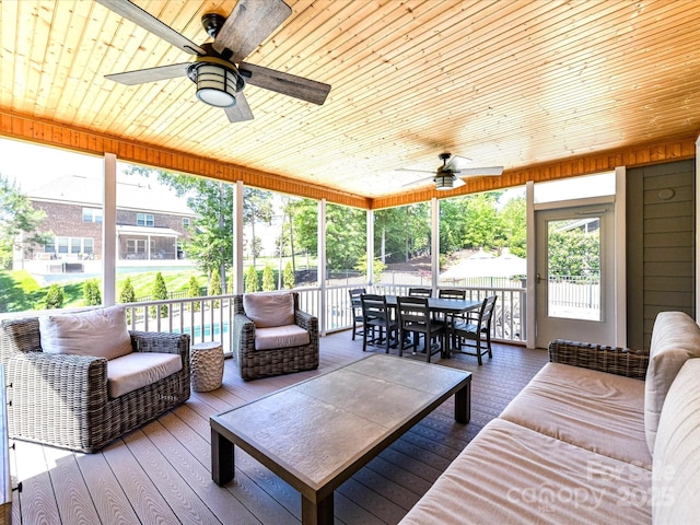 3057 Drummond Ave, Indian Land, SC 29707 - sunroom with a ceiling fan and outdoor dining space