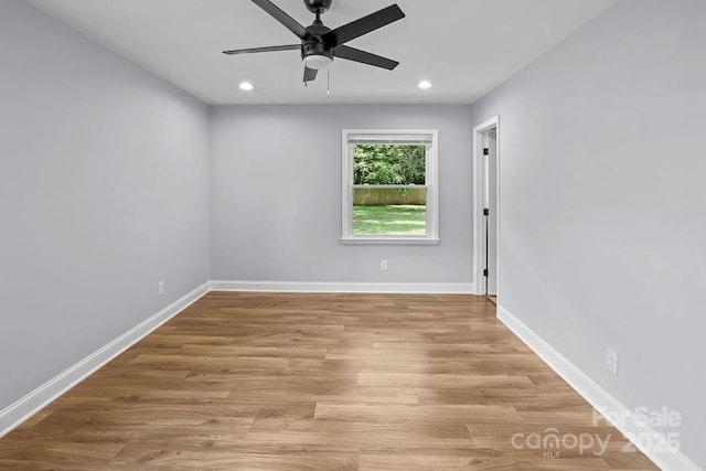 4009 Dunwoody Dr, Charlotte, NC 28215 - unfurnished room with ceiling fan, recessed lighting, baseboards, and light wood-type flooring