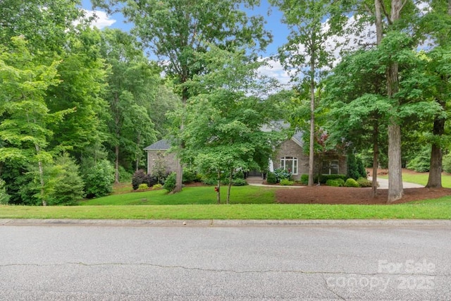 obstructed view of property featuring a front yard