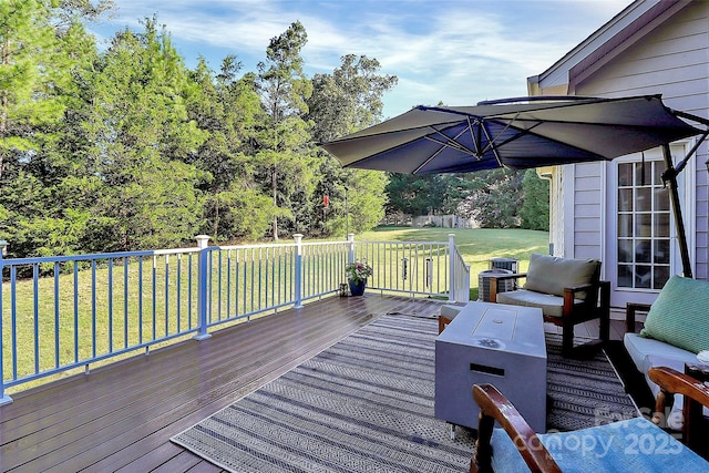 1105 Hoyle Ln, Waxhaw, NC 28173 - wooden terrace featuring an outdoor living space and a yard
