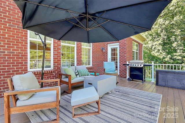 1105 Hoyle Ln, Waxhaw, NC 28173 - wooden deck with grilling area and an outdoor living space