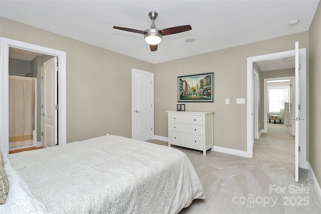 1105 Hoyle Ln, Waxhaw, NC 28173 - bedroom with a ceiling fan, baseboards, and light colored carpet