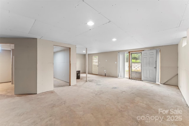below grade area with recessed lighting