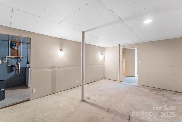view of finished basement