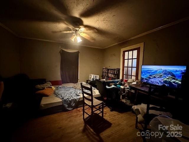 6000 S Main St, Salisbury, NC 28147 - bedroom featuring wood finished floors, ornamental molding, and ceiling fan
