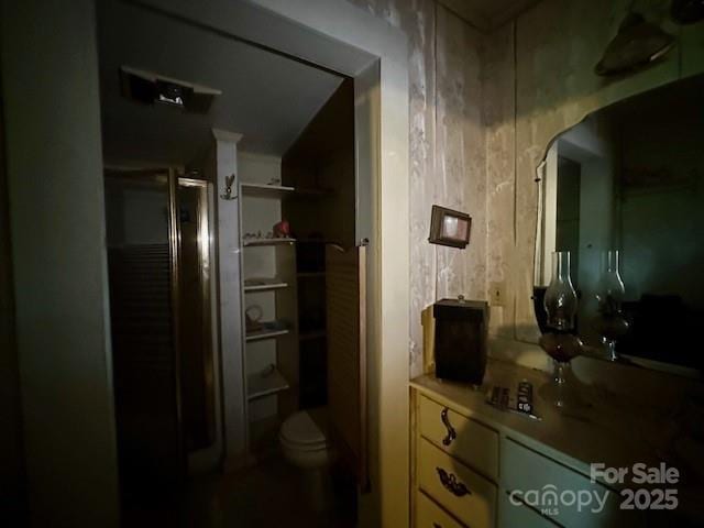 6000 S Main St, Salisbury, NC 28147 - full bathroom featuring a shower with door and wood walls