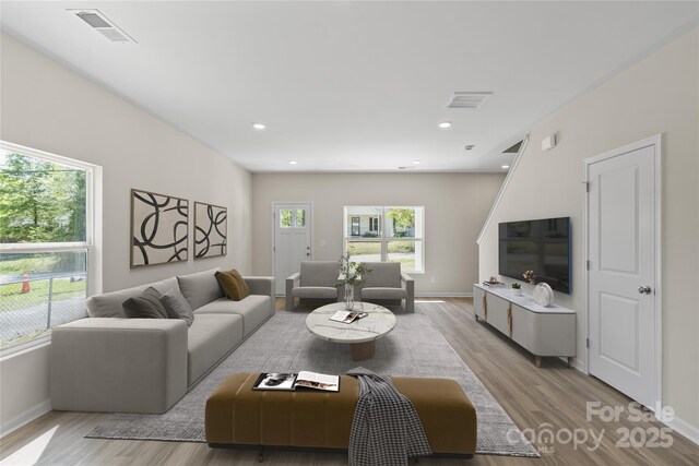 808 Carolyn Ave, Kannapolis, NC 28083 - living area featuring a wealth of natural light, visible vents, and light wood-style flooring