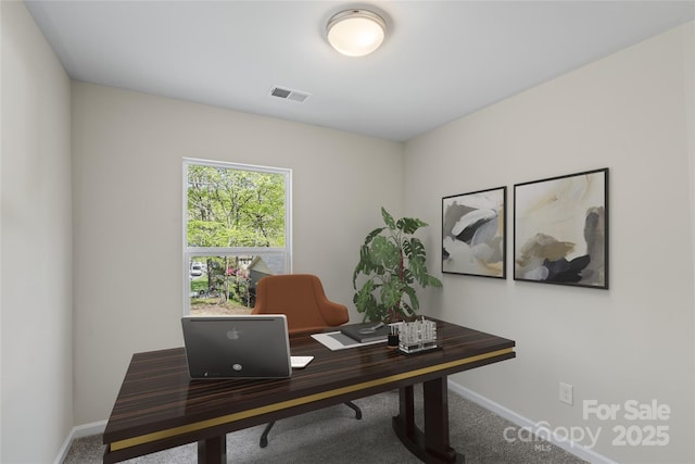 808 Carolyn Ave, Kannapolis, NC 28083 - home office featuring baseboards, carpet flooring, and visible vents