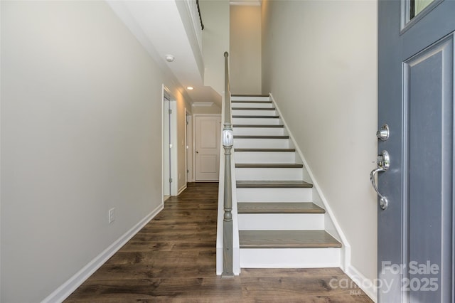 604 Tudor Park Way, Charlotte, NC 28211 - stairs with baseboards, wood finished floors, and recessed lighting