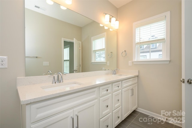 604 Tudor Park Way, Charlotte, NC 28211 - full bath with visible vents, a healthy amount of sunlight, and a sink