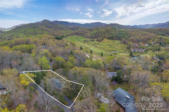 220 Ridge Rd, Waynesville, NC 28786 - aerial overview of property's location with a mountain backdrop and property parcel outlined
