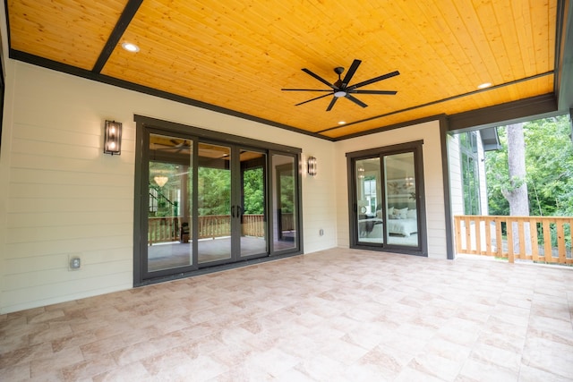 724 Ideal Way, Charlotte, NC 28203 - view of patio / terrace with a ceiling fan and french doors