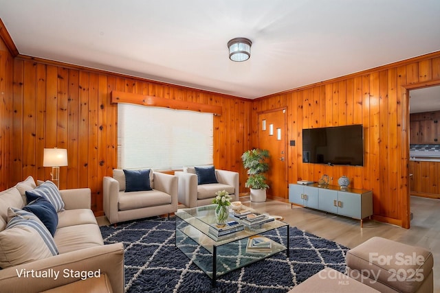 3340 Wrenwood Dr, Newton, NC 28658 - living area with crown molding, wood finished floors, and wooden walls