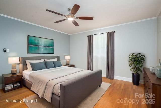 3340 Wrenwood Dr, Newton, NC 28658 - bedroom featuring ceiling fan, light wood finished floors, baseboards, and ornamental molding