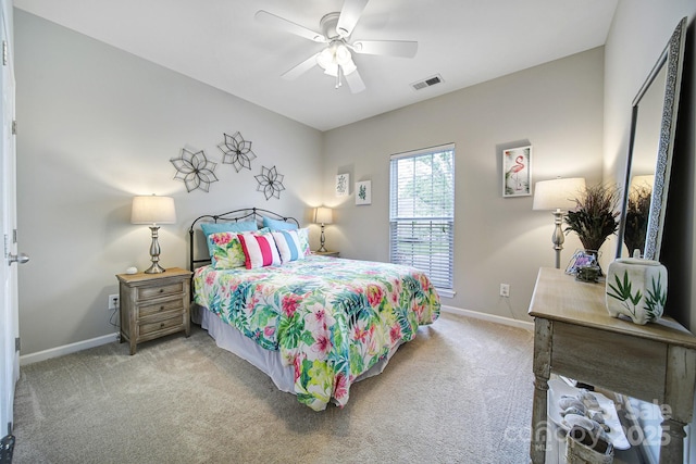 7123 Meyer Rd, Fort Mill, SC 29715 - bedroom featuring light carpet, baseboards, visible vents, and ceiling fan