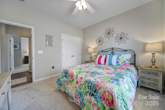 7123 Meyer Rd, Fort Mill, SC 29715 - carpeted bedroom with ceiling fan, baseboards, and a closet