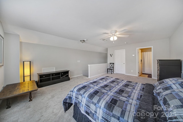 7123 Meyer Rd, Fort Mill, SC 29715 - bedroom with ceiling fan, visible vents, baseboards, and light carpet