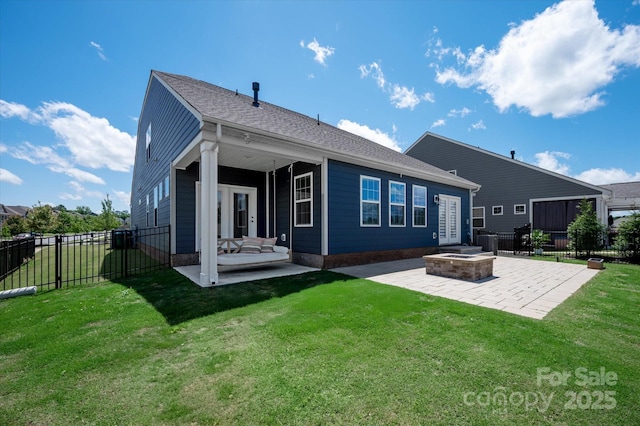 8000 Millbridge Pkwy, Waxhaw, NC 28173 - rear view of property featuring a patio area, an outdoor fire pit, and central AC