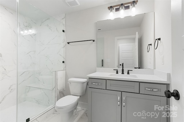 925 Twin Lakes Rd, Rock Hill, SC 29732 - full bath with marble finish floors, toilet, a marble finish shower, vanity, and baseboards